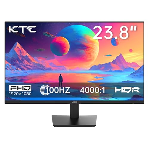 KTC 24 Inch Monitor 100Hz, FHD 1080P Computer Monitor with Frameless Design, 4000:1, 103% sRGB, HDMI VGA Port, Low Blue Light, Tiltable PC Monitors for Home Office, VESA Mount H24V27 - color: Black, size: 23.8 Inch 100Hz