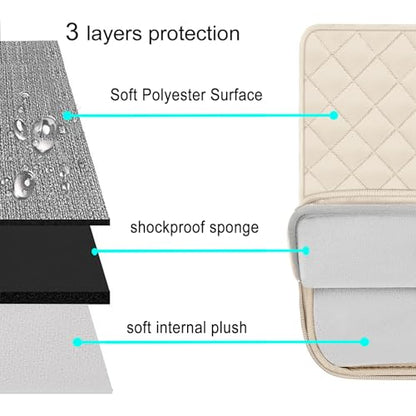 MOSISO Laptop Case 13 inch, 13 inch Laptop Sleeve, Sand | Compatible with MacBook Neo/Air 13.6/Pro 13/Pro 14, HP Dell ASUS Lenovo, Square Quilted Vertical Bag with Pocket&Small Case - color: Sand, size: 13 inch