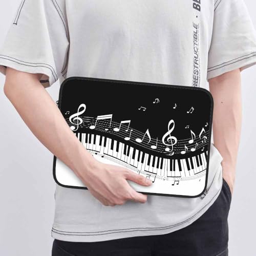 Laptop Sleeve Bag 15.4 15.6 Inch,Piano Keys with Musical Notes Black and White Protective Polyester Computer Cases Laptop Cover Briefcase Bag Tablet Travel Cover - color: LPS-018