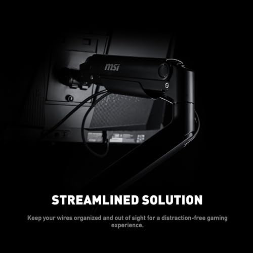 MSI MAG MT201D - Premium Heavy Duty Dual Monitor Stand Arms, 17-45" Support, VESA Compatible, Adjustable Spring Mount, 44 lbs per Screen, Clamp & Grommet, Quick Release Plate - Black - color: Black