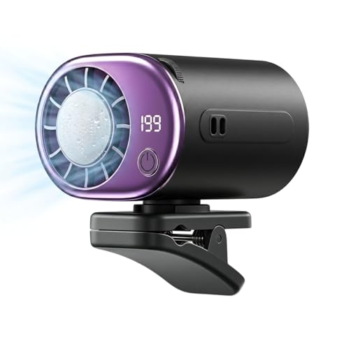2026 Car Clip On Air Conditioner Fan with Semiconductor Cooling, 199 Speeds Adjustable, LED Display, 360° Rotation, USB Rechargeable Portable Personal Cooler for Office Umbrella Bike Beach