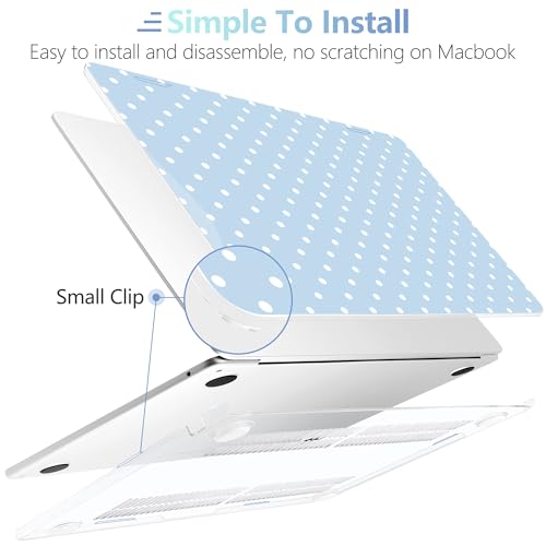 MEEgoodo for M5/M4/M3/M2 MacBook Air 15 inch Case 2026 2025 2024 2023, Case Fit Model (A3448/A3241/A3114/A2941) for MacBook Air 15.3 inch, Blue & White Polka Dots - color: Blue & White Polka Dots