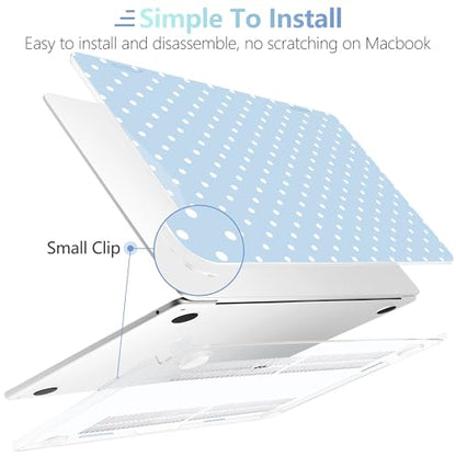 MEEgoodo for M5/M4/M3/M2 MacBook Air 15 inch Case 2026 2025 2024 2023, Case Fit Model (A3448/A3241/A3114/A2941) for MacBook Air 15.3 inch, Blue & White Polka Dots - color: Blue & White Polka Dots