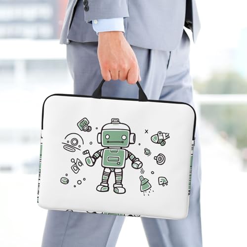 14 Inch Laptop Sleeve Case Waterproof Travel Laptop Bag Handbag Shockproof Protective Computer Cover Line Robot Carrying Bag Briefcase with Handle for 13-14 Inch Notebook