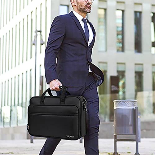 Ytonet Laptop Briefcases for Men, 17 Inch Expandable Briefcase Computer Bags Leather Messenger Bag for Men, 15.6 Inch Vintage Briefcase with Padded Laptop Compartment