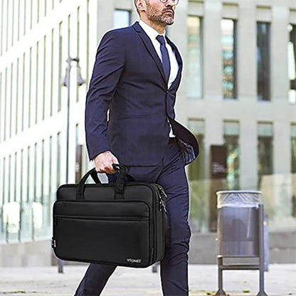Ytonet Laptop Briefcases for Men, 17 Inch Expandable Briefcase Computer Bags Leather Messenger Bag for Men, 15.6 Inch Vintage Briefcase with Padded Laptop Compartment