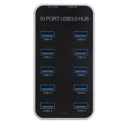 Diyeeni USB 3.0 Hub 10 Port Data Hub Splitter with Individual On Off Switches, 5Gbps High Speed USB Expander for Laptop PC Printer Hard Drive Flash Drive, Powered Docking Station