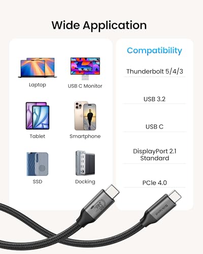 Silkland 80Gbps USB 4 for Thunderbolt 5 Cable, [USB-IF Certified] 120Gbps Bandwidth for 16K/Dual 8K, 240W Charging, High Speed USB C Cable Compatible Thunderbolt 4, MacBook,iPhone 17, Mac Mini,SSD,4FT - size: 4 Feet