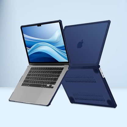 MOSISO Compatible with MacBook Air 15 inch Case M5 2026 M4 M3 M2 2025-2023 | A3448 A3241 A3114 A2941,Anti-Cracking,Heavy Duty Shock-Absorbing Hard Shell Case with TPU Bumper&Keyboard Cover, Navy Blue - color: Navy Blue
