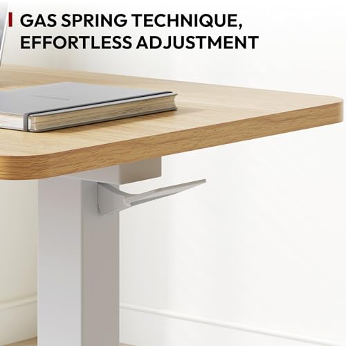 SANODESK Mobile Standing Desk with Hidden Wheels,Pneumatic Laptop Desk Rolling Computer Cart Movable Height Adjustable Small Sit Stand Desk for Home Office(27.6" W x 15.7" D,Maple) - color: Maple, size: 28x16