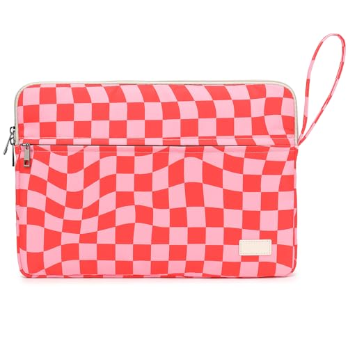 Pink Checkered Laptop Sleeve Case with Handle and Pockets for MacBook Pro 16 and 15 Inch,15.6 Inch Laptop - color: Pink Checkered, size: 15 inch-15.6 inch