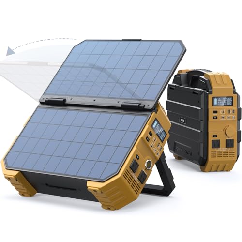 BLAVOR Portable Power Station 1600W (Peak 3200W), Built-in Solar Panel, 1024Wh LiFePO4 Battery, 100W USB-C Fast Charge, Solar Generator for Home Backup, Camping, Power Outages & RV - style: 1600W Yellow