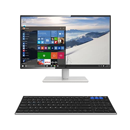 Arteck HB193 Universal Bluetooth Keyboard Multi-Device Stainless Steel Full Size Wireless Keyboard for Windows, iOS, Android, Computer Desktop Laptop Surface Tablet Smartphone Rechargeable Battery