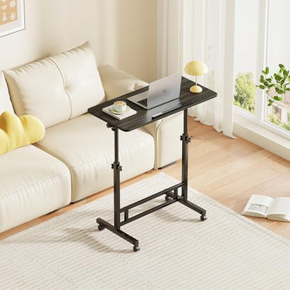 Laptop Table Mobile Adjustable Height Portable Desk Notebook Swivel PC Computer Rolling Desk with Wheels, Laptop Stand for Couch Bedside Hospital Bed Table (Black Table) - color: Black Table