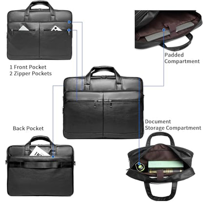 seyfocnia Men’s Leather Messenger Bag, 15.6 Inch 17.3 Inch Laptop Briefcase Satchel Computer Shoulder Bag Business Handbag