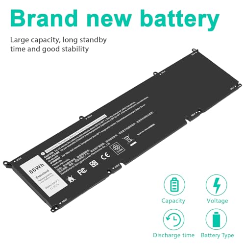 69KF2 6-Cell 86Wh 11.4V Battery Replacement for Dell XPS 15 9500 9510 9520 G15 5510 5511 5515 5520 5521 Precision G5 G7 G16 M15 R3 R4 R5 R6 R7 M17 R3 R4 Inspiron 7510 7610 7620 P87F P91F 8FCTC - size: 69KF2 13.23 * 5.63 * 0.98 in