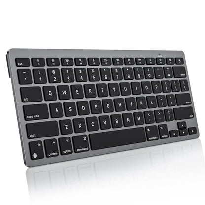 OMOTON Ultra-Slim Wireless Keyboard for Mac, Stable Bluetooth Connection, Ergonomic Tilt Angel, Auto Sleep Energy Saving & Portable for Business Trip & Travel, Compatible with MacOS 10.10+, Black Grey - color: Black Grey