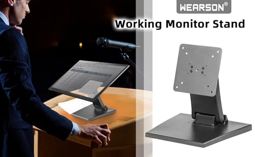 WEARSON Adjustable LCD TV Stand Folding Metal Monitor Desk Stand with VESA Hole 75x75mm&100x100mm (WS-03A2)