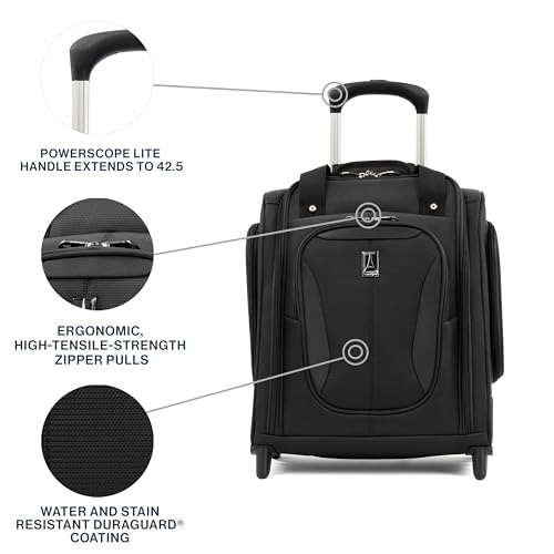 Travelpro Tourlite Softside Lightweight Rolling Underseat Compact Carry-On Upright 2 Wheel Bag, Men and Women, Black, 15-Inch - color: Black