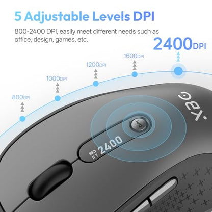 XBG B15Pro Tri-Mode Wireless Bluetooth Mouse with LED Display for Laptop | Bluetooth 5.0/4.0 & 2.4G, 2400 DPI, 500mAh Type-C Rechargeable, Ergonomic Silent Click, Multi-Device for PC Tablet Office - style: B15 Pro-Black