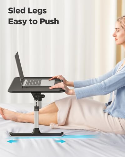 SAIJI Book Stand for Reading Hands Free with Page Paper Clips in Bed Laptop Desk Table | Laptop Desk Table, Portable Lightweight Lap Desk Tray for Writing Eating Breakfast on Couch Sofa Floor (20.5"x11.8",Black)