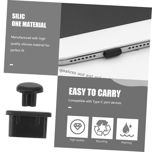 10 Pairs Black Silicone Dustproof Protective Plugs for Type-c Headphone Jack and Charging Port, Easy to Install and Remove, Compatible with Phones and Pcs