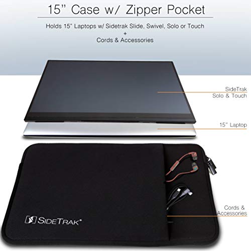 SideTrak Portable Monitor & Laptop Case Sleeve | Compatible with Slide & Swivel Monitors and 15” Laptops | Built-in Pocket | Durable & Stretchy Neoprene Material | 15x12 - size: 15x12
