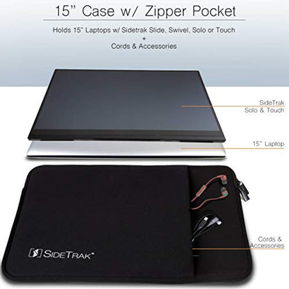 SideTrak Portable Monitor & Laptop Case Sleeve | Compatible with Slide & Swivel Monitors and 15” Laptops | Built-in Pocket | Durable & Stretchy Neoprene Material | 15x12 - size: 15x12
