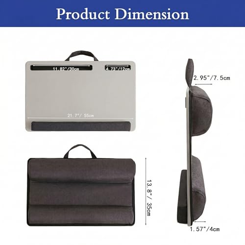 Lap Desk Home Office Lap Desk Portable Laptop Desk for Left Right - Handers with Whole Mouse Pad Wrist Pad Dual Cushion Phone Tablet Slots Fits Up to 17 Inch Laptops - color: Light Grey
