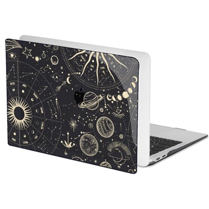 for MacBook Air 13 inch M1 Case 2021 2020 2019 2018 (Model M1 A2337 A2179 A1932) with Touch ID & Retina Display, Crystal Black Printed Pattern Hard Shell Case Keyboard Cover, Constellation - color: Constellation
