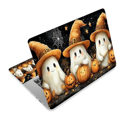 Universal Laptop Skin Sticker Decal,15.6 Inch Laptop Vinyl Cover for 13" 14" 15.6" Laptop,Scratch-Resistant Waterproof Protector Wrap,Reusable with Wrist Pads,Cute Spirit Pumpkins - color: Cute Spirit Pumpkins