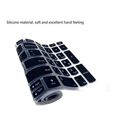 2 Pack Keyboard Cover for Lenovo IdeaPad 3 15.6" & 17.3" & ThinkBook 15 & IdeaPad 320 330 17.3" Keyboard Skin - color: Black+Clear