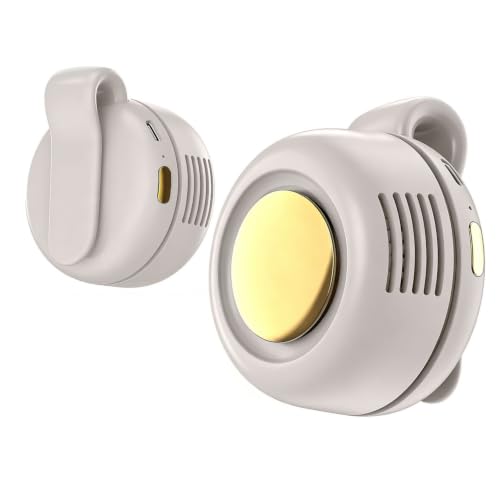 Personal Fan Clip-On, 360° Rotatable Portable Silent Mini Bladeless Fan | 3-Speed Personal Clip On Fan Rechargeable Whirlwind Clip Fan for Shirt Waist Outdoor, Travel, Home - color: Beige