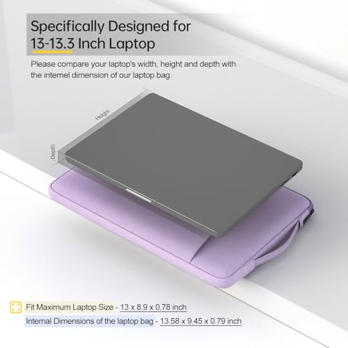 13 Inch Laptop Sleeve Case for 13-inch New MacBook Air M5 A3449 M4 A3240 2025 2026,13 13.6 Inch MacBook Air 13 M3/M2/M1 2020-2024, Computer Carrying Bag with Handle, Purple - color: Purple, size: 13.3-13.6 Inch