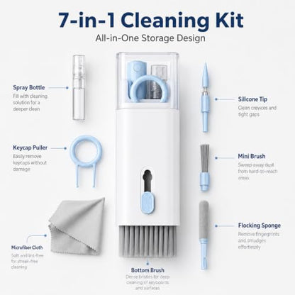 Electronics Cleaning Kit, Keyboard Brush, Earbud Cleaner Tool, Phone Screen Cleaner, Portable Dust Removal Set for Computers, Laptops, Tablets, Phones, Headphones - color: Blue