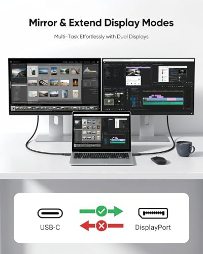 USB C to DisplayPort 1.4 Cable 6FT with Latch, 8K@60Hz 4K@144Hz USB C to DP Cable, USB-C to Display Port Cable Thunderbolt 4/3 Compatible for MacBook Pro Air iPhone 15 Steam Deck Surface - size: 6.6FT