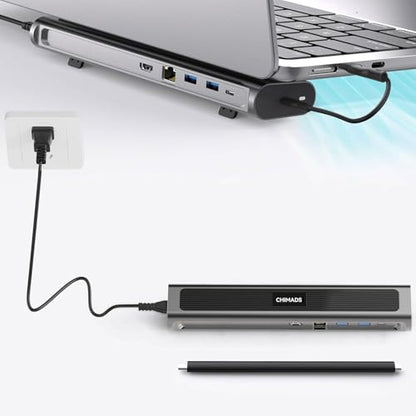 Laptop Docking Station, Portable Universal All-in-one Docking Charging Station with Adjustable Cooling Stand, 100W Powered Supply and USB-C Hub 4K HDMI for Different Devices