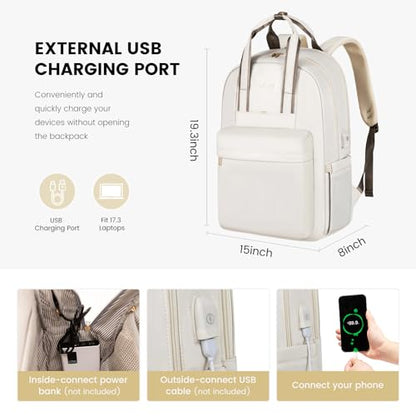 LOVEVOOK Laptop Backpack for Women, 17 Inch Travel Laptop Bag with USB Port, Waterproof Computer Backpack Purse for Work Teacher Nurse, Durable Casual Daypack