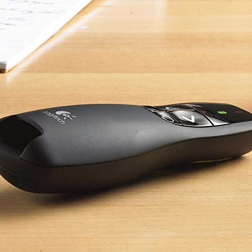 Logitech Wireless Presenter R400, Wireless Presentation Remote Clicker with 50 ft Red Laser Pointer 910-001356 (Renewed)