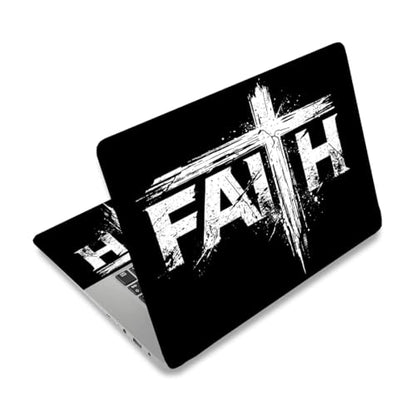 PLIGREAT 15 Inches Laptop Decal Sticker Skin Cover, Cross Faith Art Design Laptop Sticker Decals Fits 12" to 15" Laptops Universal Waterproof Removable, Black White - color: Black White