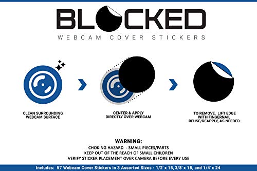 BLOCKED Stackable Webcam/Camera Vinyl Covers | 57 Low-Tack Reusable Webcam Sticker | 3-Sizes | Black 57-Pack (Ultra Glossy) - color: Black 57-pack | Ultra Glossy