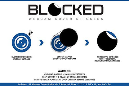 BLOCKED Stackable Webcam/Camera Vinyl Covers | 57 Low-Tack Reusable Webcam Sticker | 3-Sizes | Black 57-Pack (Ultra Glossy) - color: Black 57-pack | Ultra Glossy