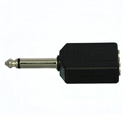 CESS 6.35mm 1/4 Inch TS Male to Dual TS Female Splitter Adapter, 2 Pack