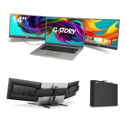 G-STORY Triple Laptop Screen Extender, 14" FHD 1080P Dual Monitor One Cable