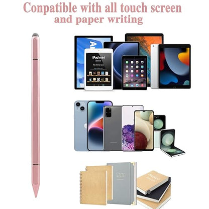 3 in 1 Universal Stylus Pen for Touchscreen,High Sensitivity&Precision | Metal Barrel, No Bluetooth,No Charging Capacitive Stylus Pen for iPad/Nintendo Switch/iPhone/Android/Samsung/Tablets-Pink - color: Pink