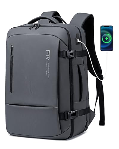 Fenree.geer Travel Laptop Backpack for Men, Business Laptop Backpack 17.3In | Ariline Approved Carry On Backpack with USB Port Expandable 34-46L, Water-resistant Computer Daypack for Work/Travel/Business - color: Grey