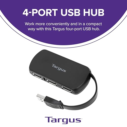 Targus 4-Port USB 2.0 Hub, Black - Compatible with PC and Mac, Sleek and Travel Friendly (ACH114US) - style: 4-Port USB 2.0 Hub