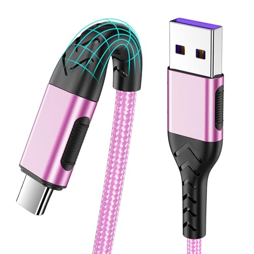 2Pack 3ft USB A to USB C Cable, USB Type C Cord Cable for Android Phone Pad Laptop, Type C Charger Braided Compatible with iPhone 15 Pro/Plus/Max/Android/Phone/Pad-Rose Gold - color: Pink, size: 3ft