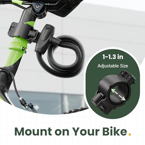 Titanker Bike Lock, 1/2 Inch Thick Bike Lock Cable Coiled Secure Bicycle Lock with Keys Scooter Lock Bike Locks Heavy Duty Anti Theft Bike Cable Lock with Mounting Bracket (4Feet, 6 Feet) - style: Matte Black-4Feet