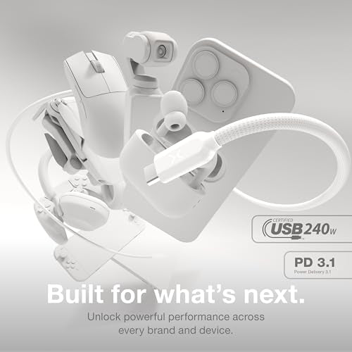 NOCO XGrid XC3: 240W USB-C to USB-C Cable with 10-Foot Durable Design | USB-IF Certified, Smart E-Marker Chip, 480Mbps Data, UltraFlex Braided Nylon & Silicone Jacket, 10,000-Bend Tested